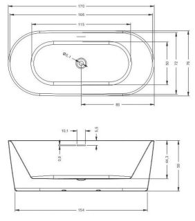 Акриловая ванна Riho Modesty Velvet B090001220 170х76см чёрный матовый/белый матовый